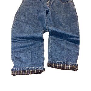 LL Bean Jeans Men’s Blue S 42x29 Fleece Lined Plaid Classic Fit Denim